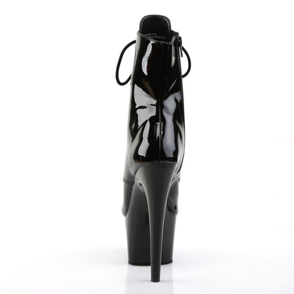 ADORE-1021 7" Heel, 2 3/4" PF Peep Toe Lace-Up Ankle Boot, Side Zip