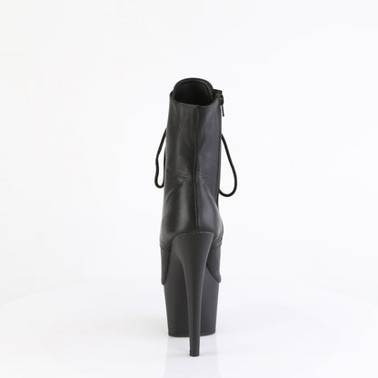 ADORE-1021 7" Heel, 2 3/4" PF Peep Toe Lace-Up Ankle Boot, Side Zip