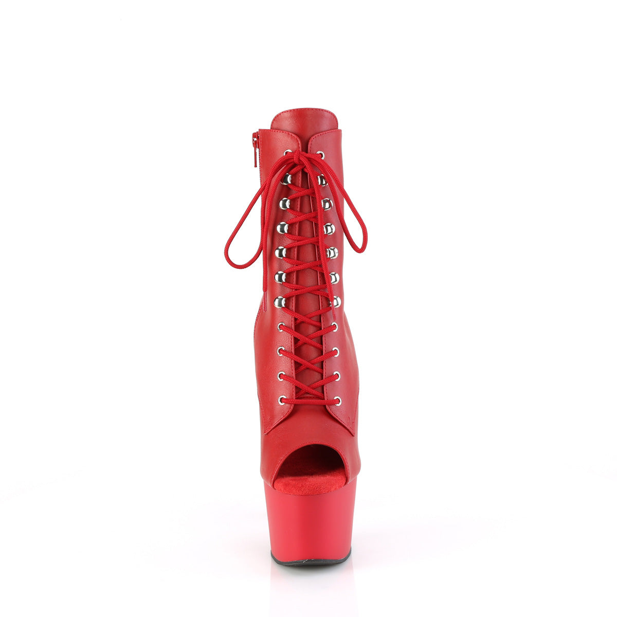 ADORE-1021 *7" Heel, 2 3/4" PF Peep Toe Lace-Up Ankle Boot, Side Zip