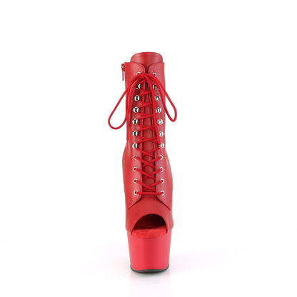 ADORE-1021 *7" Heel, 2 3/4" PF Peep Toe Lace-Up Ankle Boot, Side Zip
