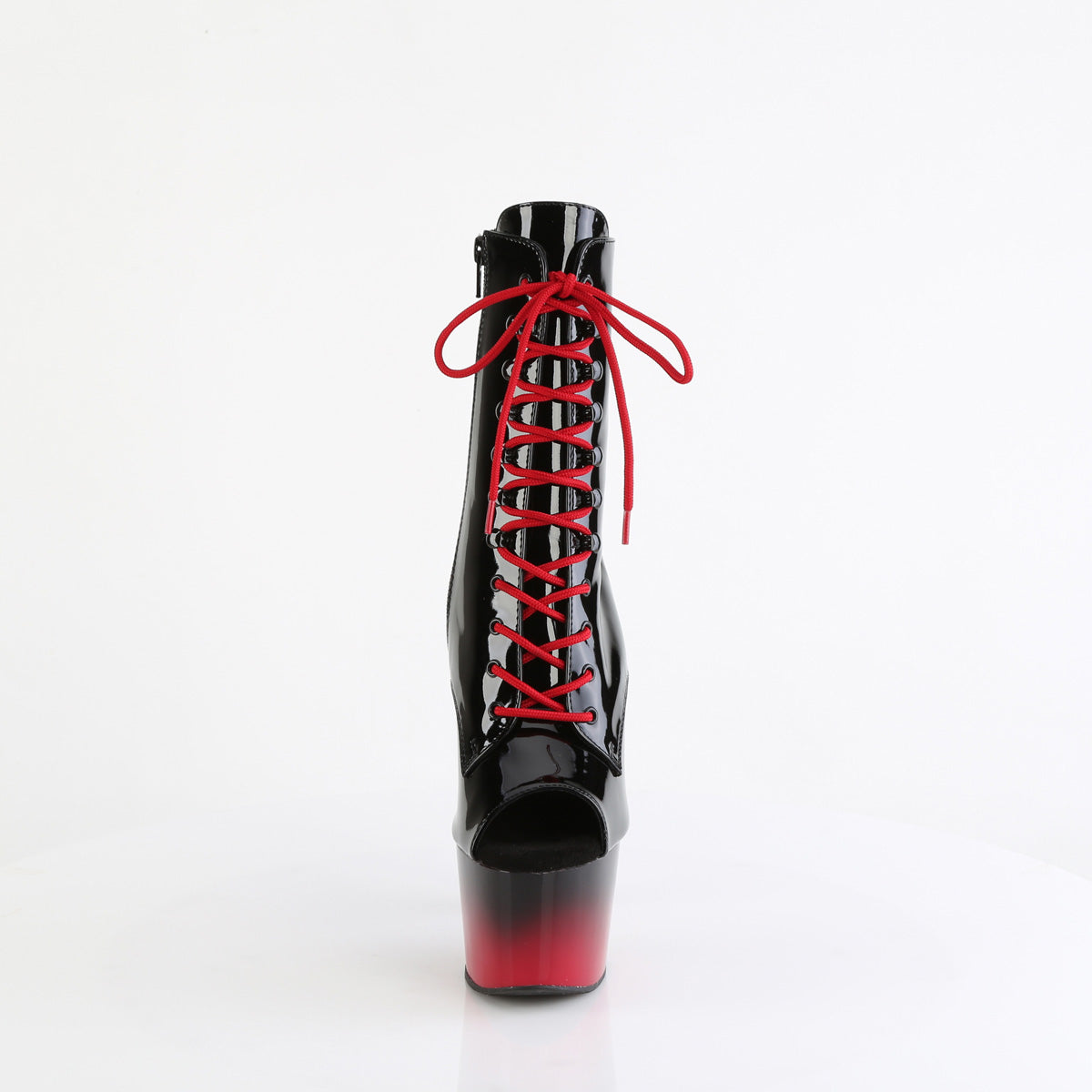 ADORE-1021BR-H *7" Heel, 2 3/4" PF Peep Toe Lace-Up Ankle Boot, Side Zip