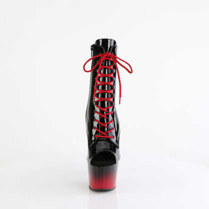 ADORE-1021BR-H *7" Heel, 2 3/4" PF Peep Toe Lace-Up Ankle Boot, Side Zip