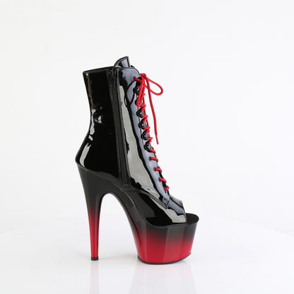 ADORE-1021BR-H *7" Heel, 2 3/4" PF Peep Toe Lace-Up Ankle Boot, Side Zip