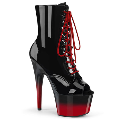 ADORE-1021BR-H *7" Heel, 2 3/4" PF Peep Toe Lace-Up Ankle Boot, Side Zip