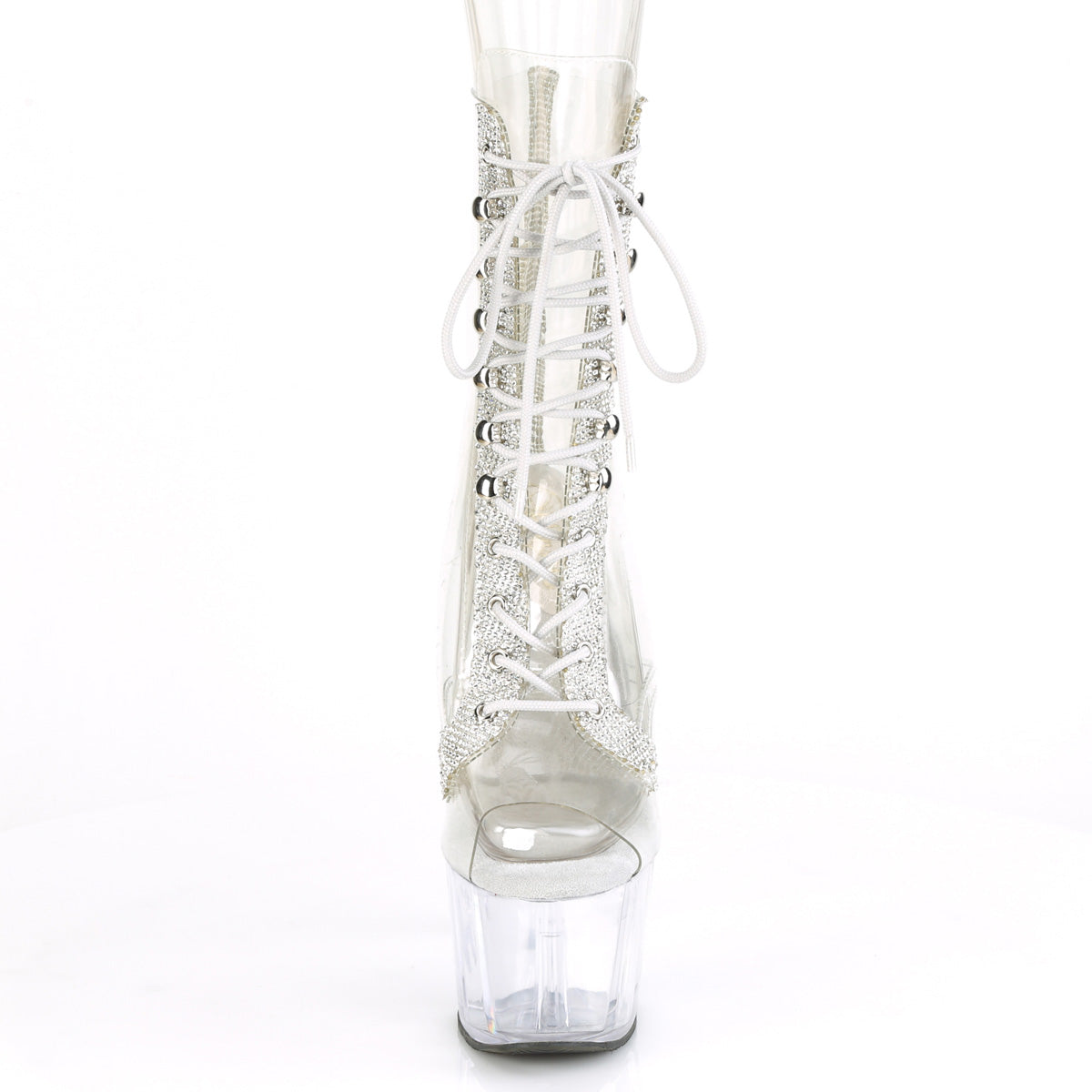 ADORE-1021C-2 *7" Heel, 2 3/4" PF Peep Toe Lace-Up Front Ankle Boot w/RS