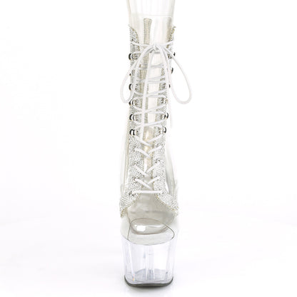 ADORE-1021C-2 *7" Heel, 2 3/4" PF Peep Toe Lace-Up Front Ankle Boot w/RS