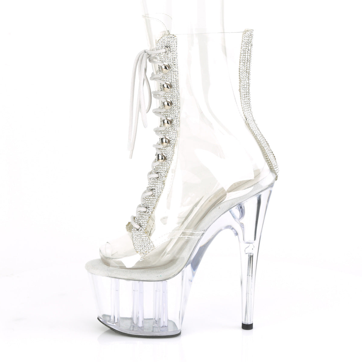 ADORE-1021C-2 *7" Heel, 2 3/4" PF Peep Toe Lace-Up Front Ankle Boot w/RS