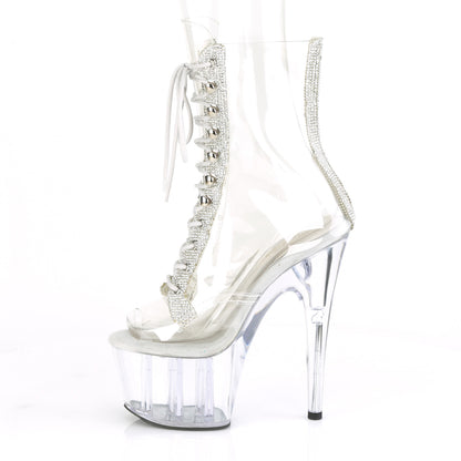 ADORE-1021C-2 *7" Heel, 2 3/4" PF Peep Toe Lace-Up Front Ankle Boot w/RS
