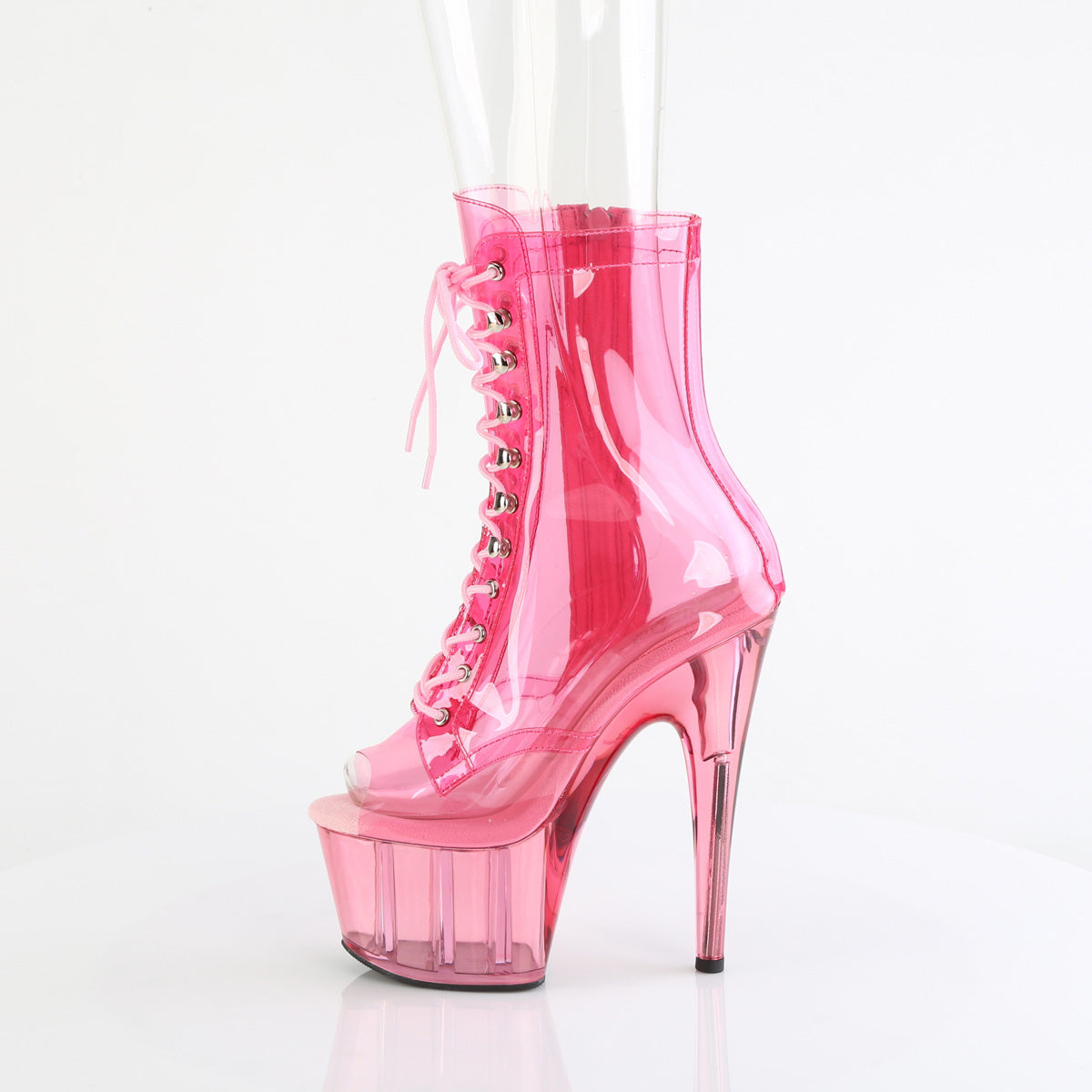 ADORE-1021C-T 7" Heel, 2 3/4" PF Peep Toe Lace-Up Front Ankle Boot