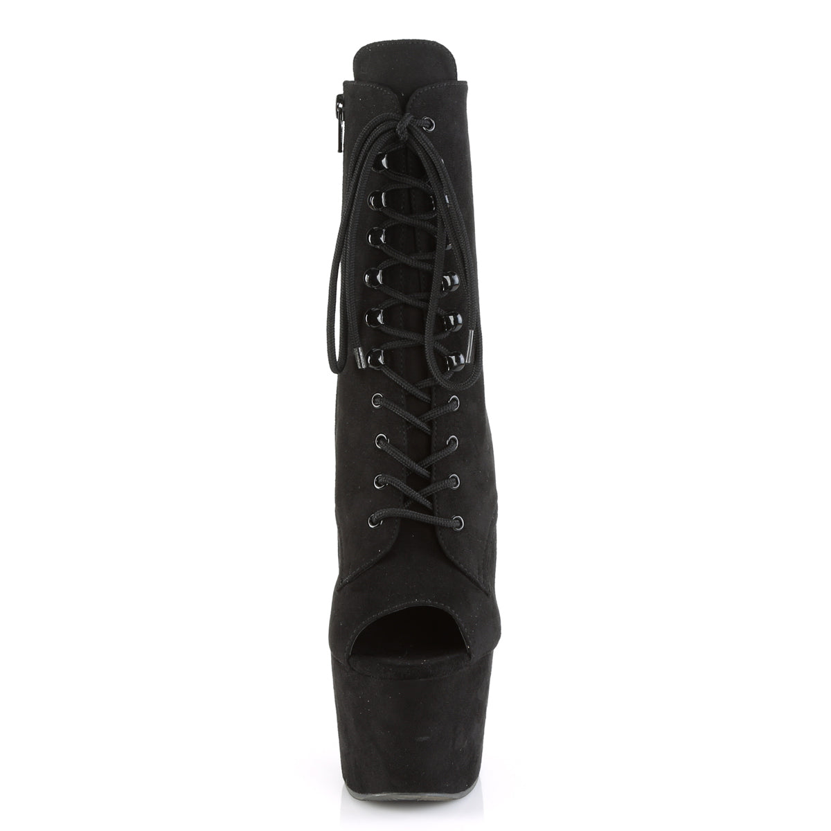 ADORE-1021FS *7" Heel, 2 3/4" PF Open Toe Lace-Up Ankle Boot, Side Zip