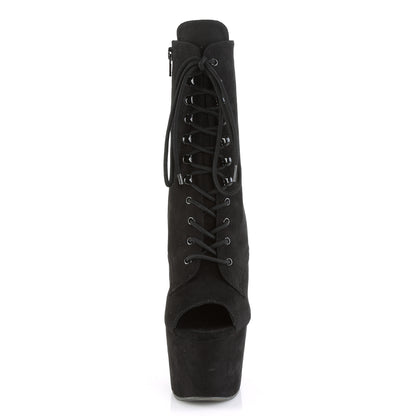 ADORE-1021FS *7" Heel, 2 3/4" PF Open Toe Lace-Up Ankle Boot, Side Zip