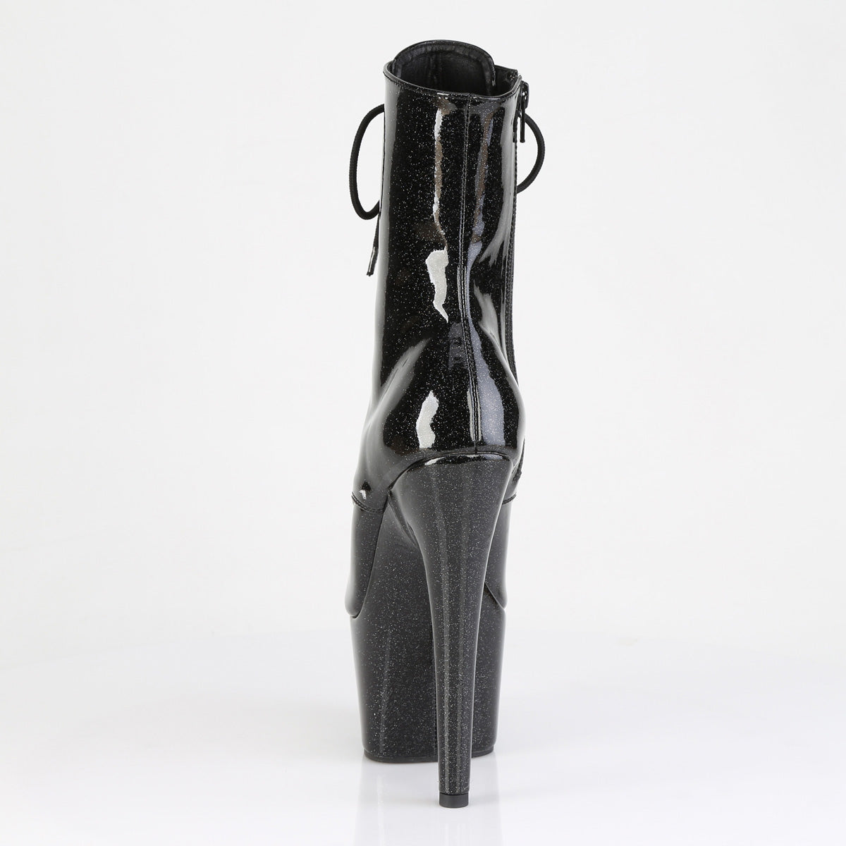 ADORE-1021GP 7" Heel, 2 3/4" PF Peep Toe Lace-Up Ankle Boot, Side Zip