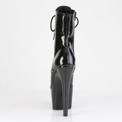 ADORE-1021GP 7" Heel, 2 3/4" PF Peep Toe Lace-Up Ankle Boot, Side Zip