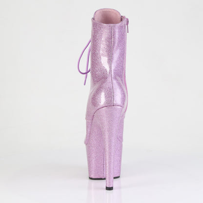 ADORE-1021GP 7" Heel, 2 3/4" PF Peep Toe Lace-Up Ankle Boot, Side Zip