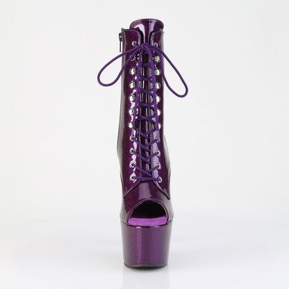 ADORE-1021GP *7" Heel, 2 3/4" PF Peep Toe Lace-Up Ankle Boot, Side Zip
