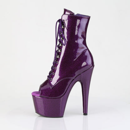 ADORE-1021GP *7" Heel, 2 3/4" PF Peep Toe Lace-Up Ankle Boot, Side Zip