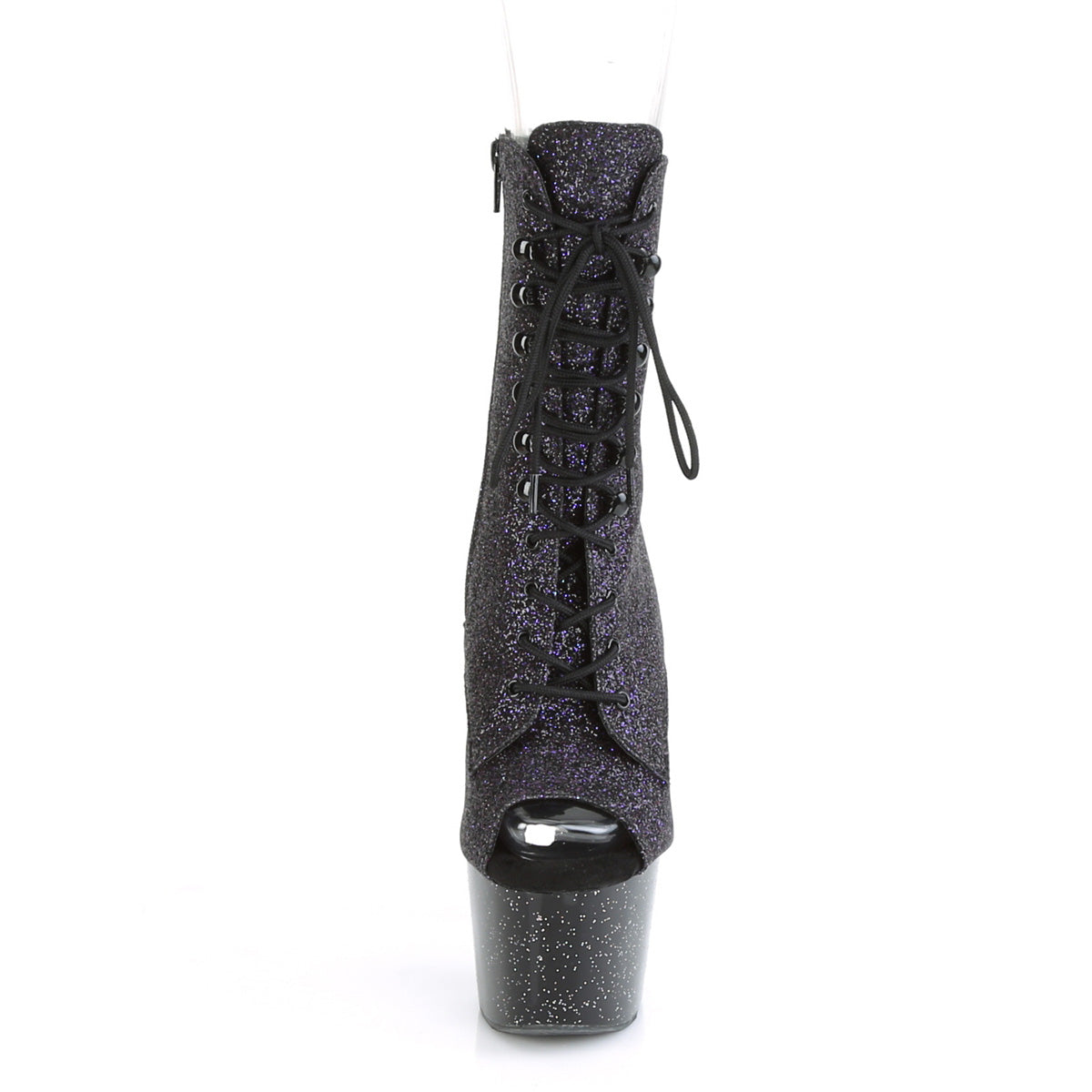 ADORE-1021MG *7" Heel, 2 3/4" PF Peep Toe Lace-Up Ankle Boot, Side Zip