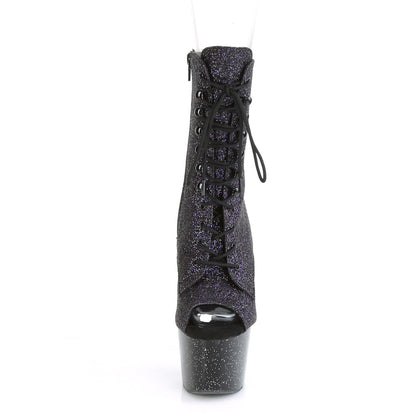 ADORE-1021MG *7" Heel, 2 3/4" PF Peep Toe Lace-Up Ankle Boot, Side Zip