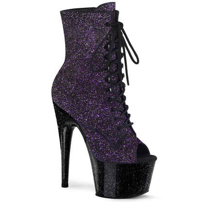 ADORE-1021MG *7" Heel, 2 3/4" PF Peep Toe Lace-Up Ankle Boot, Side Zip