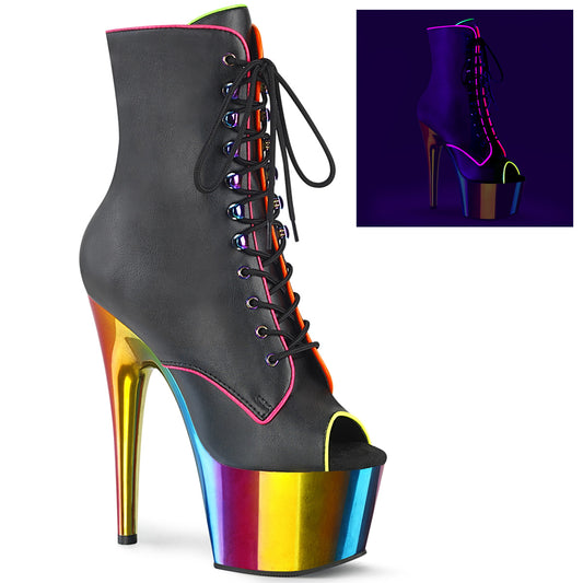 ADORE-1021RC-02 *7" Heel, 2 3/4" PF Peep Toe Lace-Up Ankle Boot, Side Zip