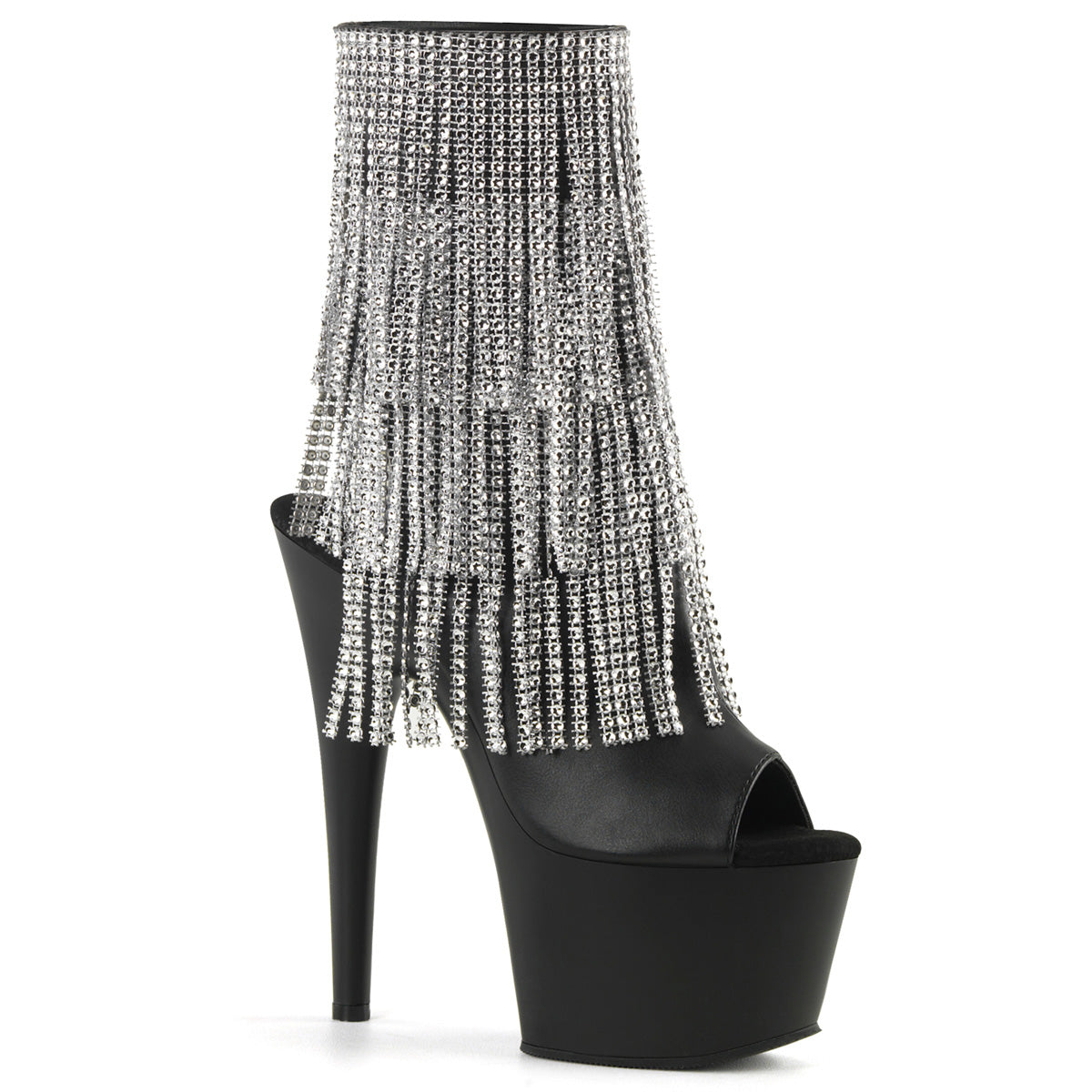 ADORE-1024RSF **7" Heel, 2 3/4" PF Open Toe/Heel Ankle Boot, Side Zip