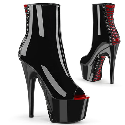 ADORE-1025 *7" Heel,2 3/4" PF Peep Toe Corset Style Ankle Boot,Side Zip