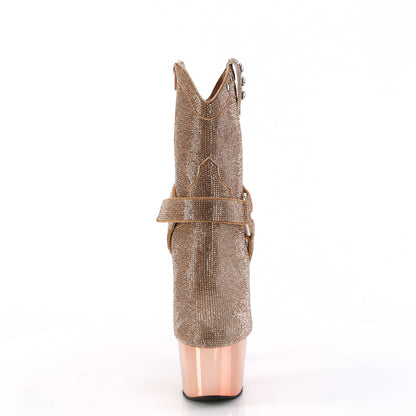 ADORE-1029CHRS *7" Heel, 2 3/4" PF RS Embellished Ankle Boot, Side Zip