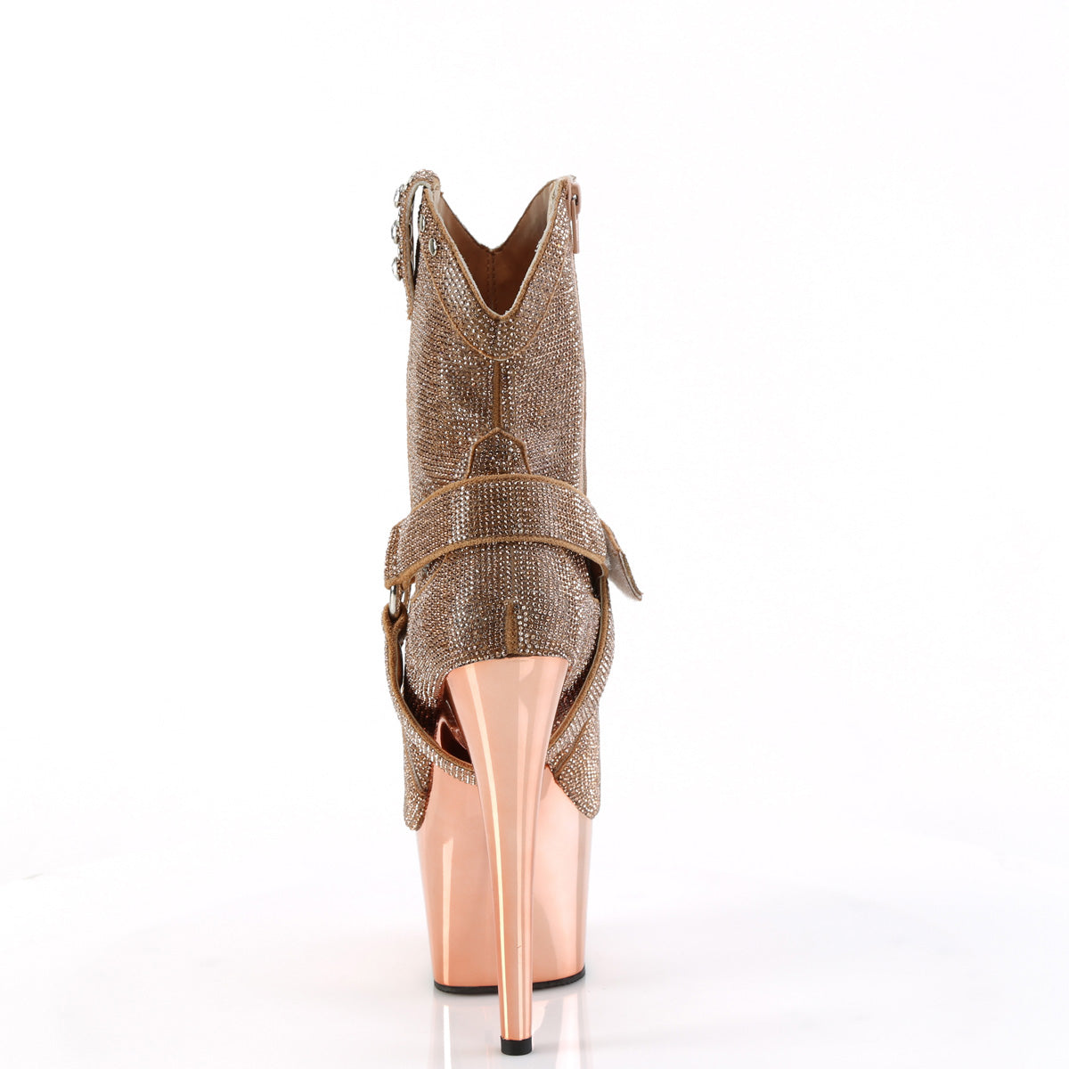 ADORE-1029CHRS *7" Heel, 2 3/4" PF RS Embellished Ankle Boot, Side Zip