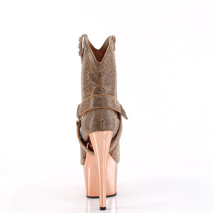 ADORE-1029CHRS *7" Heel, 2 3/4" PF RS Embellished Ankle Boot, Side Zip