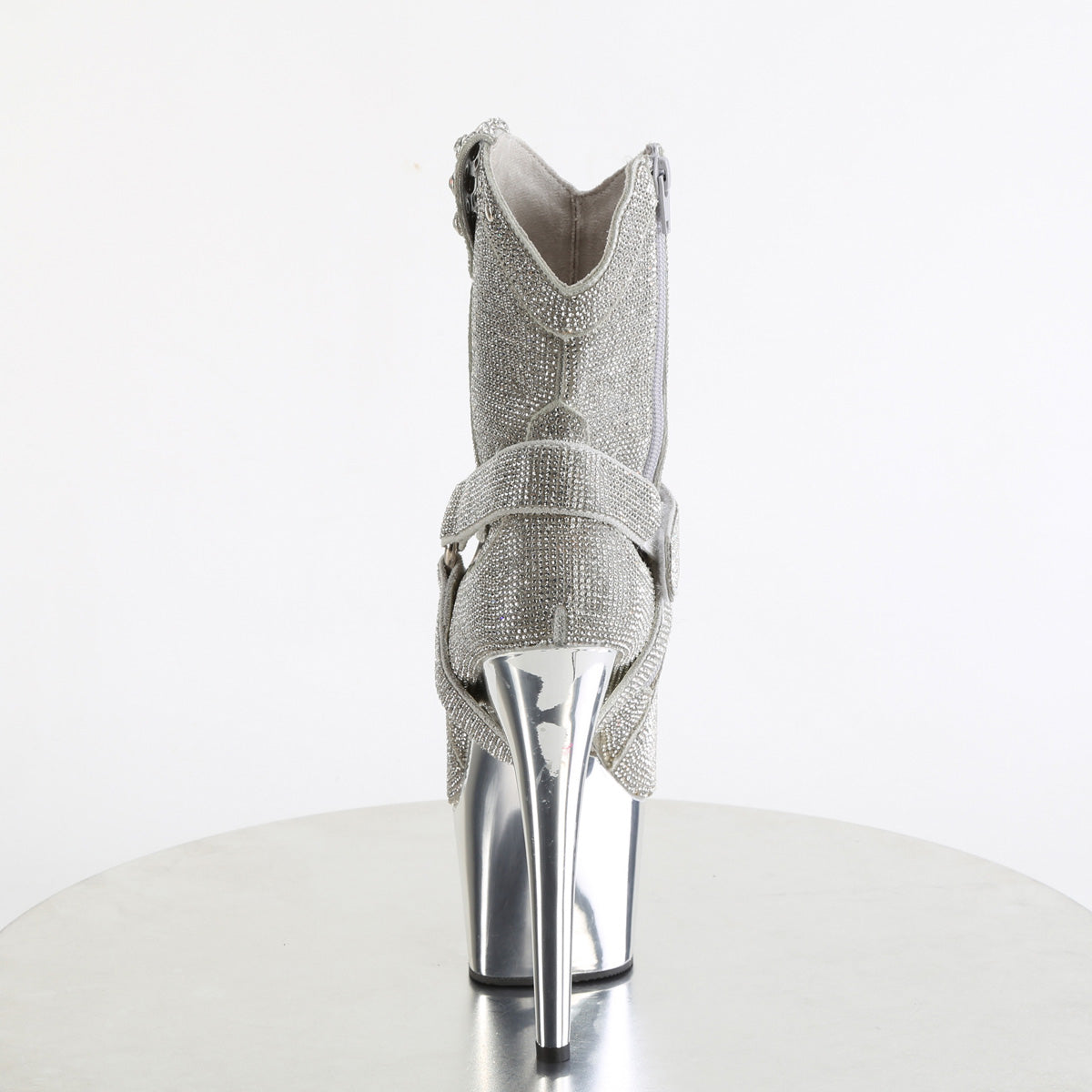 ADORE-1029CHRS *7" Heel, 2 3/4" PF RS Embellished Ankle Boot, Side Zip