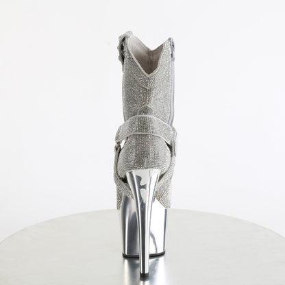 ADORE-1029CHRS *7" Heel, 2 3/4" PF RS Embellished Ankle Boot, Side Zip