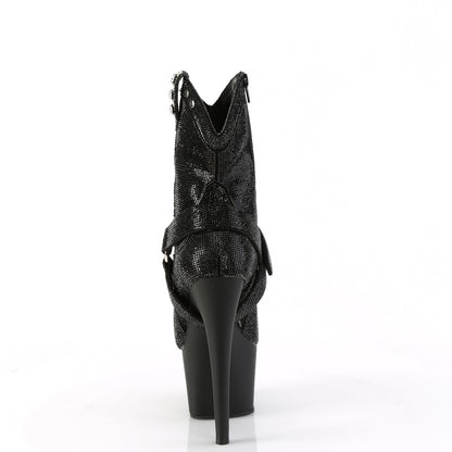 ADORE-1029RS *7" Heel, 2 3/4" PF RS Embellished Ankle Boot, Side Zip