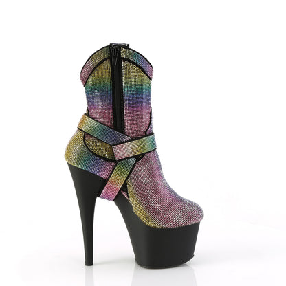 ADORE-1029RS *7" Heel, 2 3/4" PF RS Embellished Ankle Boot, Side Zip