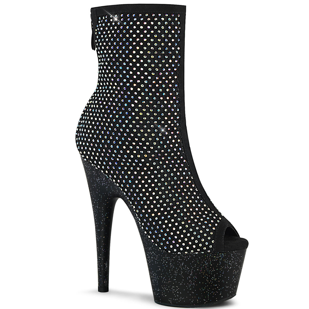 ADORE-1031GM *7" Heel, 2 3/4" PF Peep Toe Ankle Boot, Back Zip