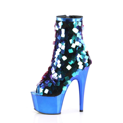ADORE-1031SSQ *7" Heel, 2 3/4" PF Open Toe Ankle Boot, Side Zip