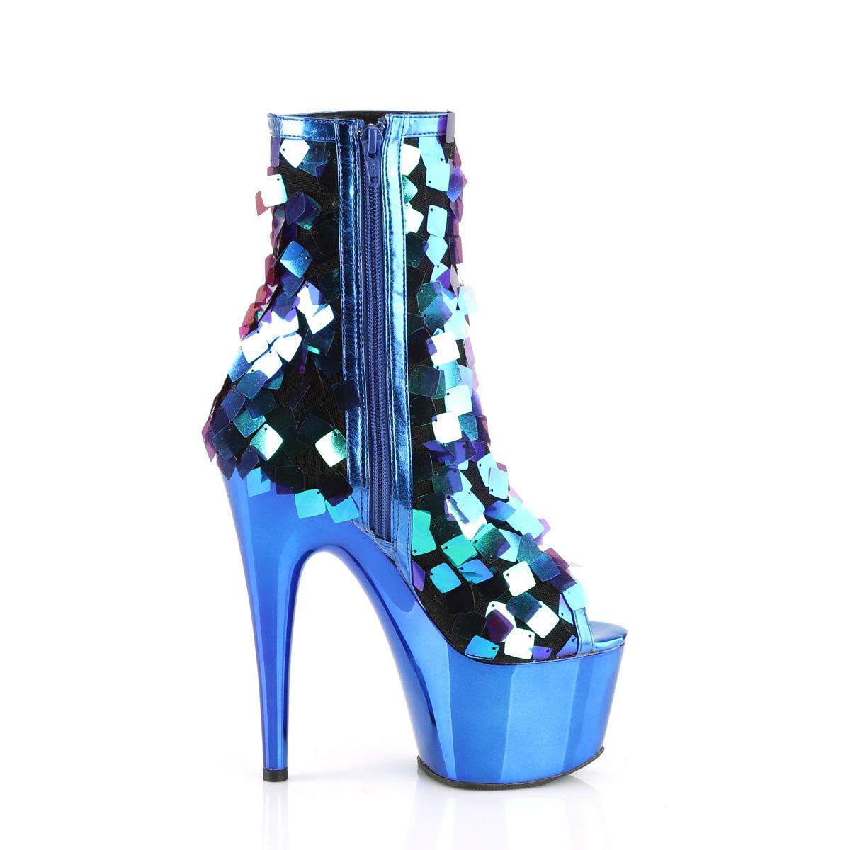 ADORE-1031SSQ *7" Heel, 2 3/4" PF Open Toe Ankle Boot, Side Zip
