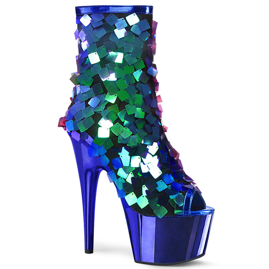 ADORE-1031SSQ *7" Heel, 2 3/4" PF Open Toe Ankle Boot, Side Zip