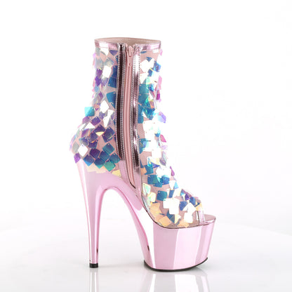 ADORE-1031SSQ *7" Heel, 2 3/4" PF Open Toe Ankle Boot, Side Zip