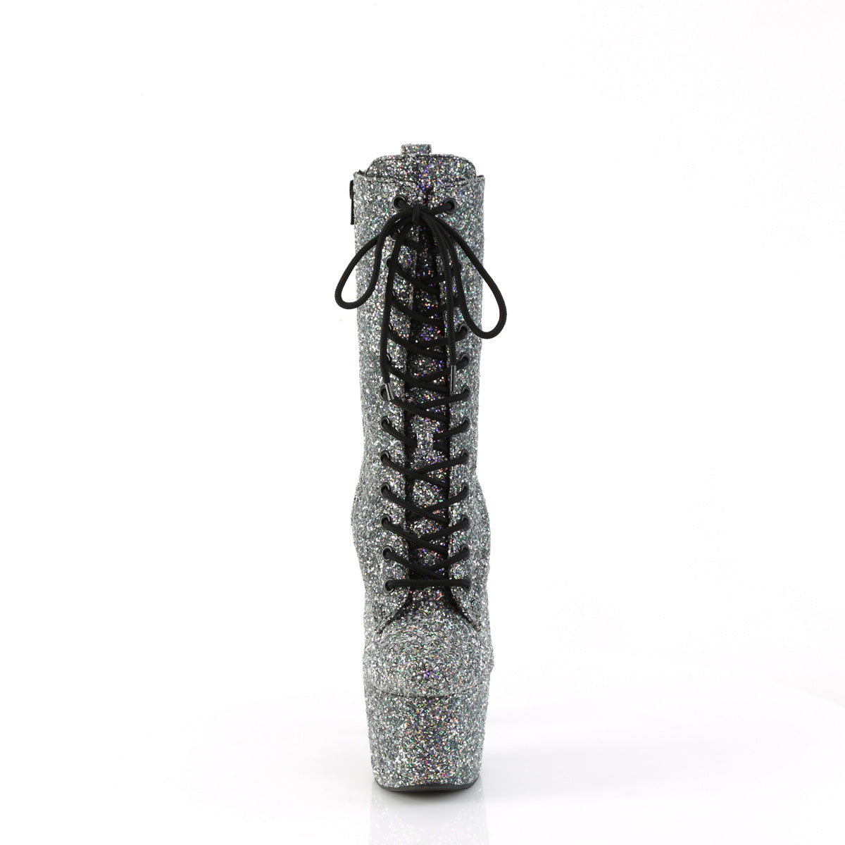 ADORE-1040GR *7" Heel, 2 3/4" PF Lace-Up Front Ankle Boot, Side Zip