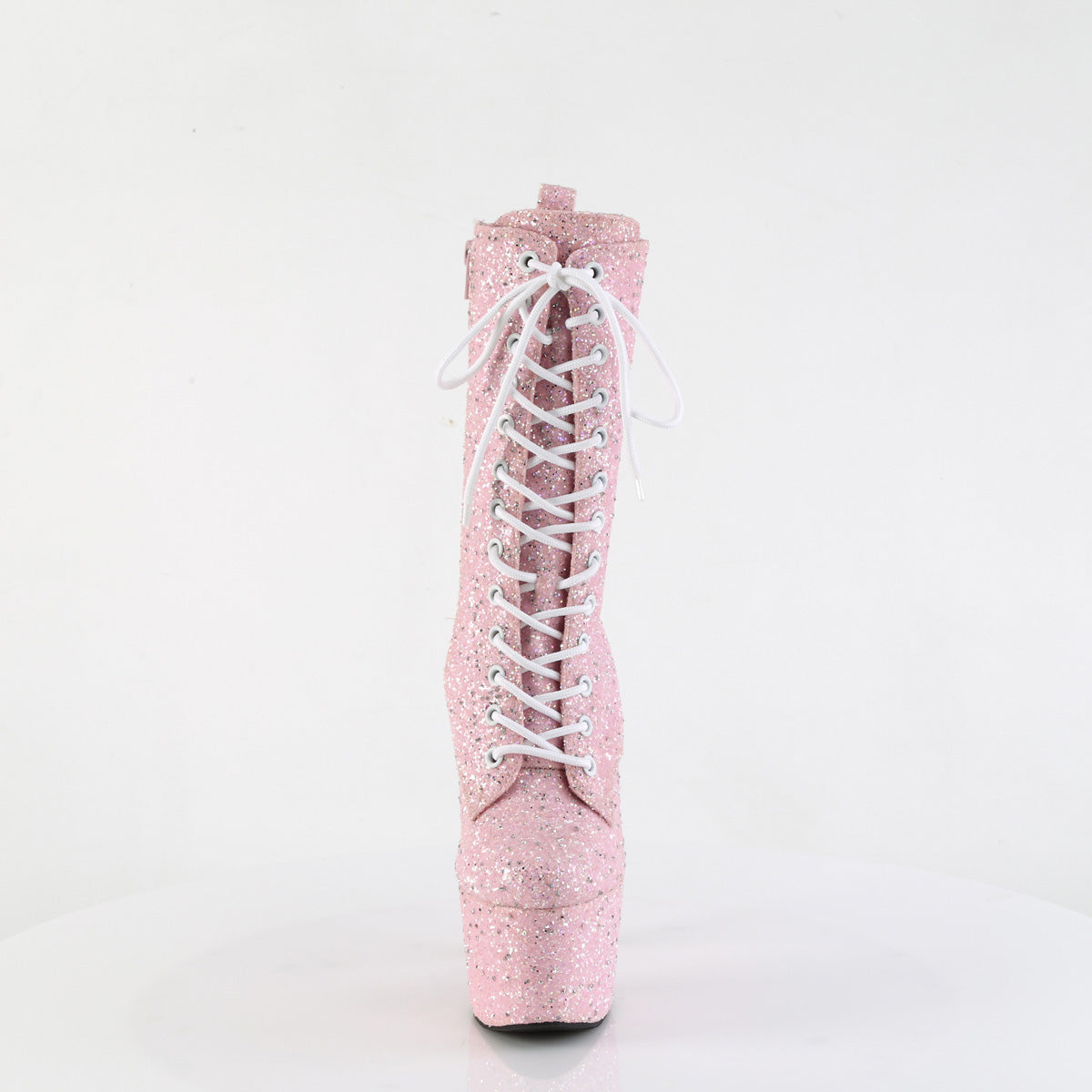 ADORE-1040GR *7" Heel, 2 3/4" PF Lace-Up Front Ankle Boot, Side Zip