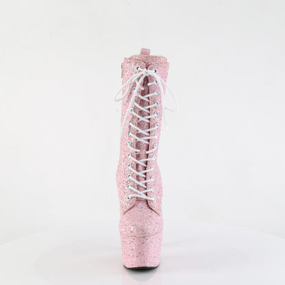ADORE-1040GR *7" Heel, 2 3/4" PF Lace-Up Front Ankle Boot, Side Zip