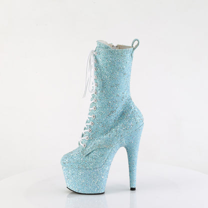 ADORE-1040GR *7" Heel, 2 3/4" PF Lace-Up Front Ankle Boot, Side Zip
