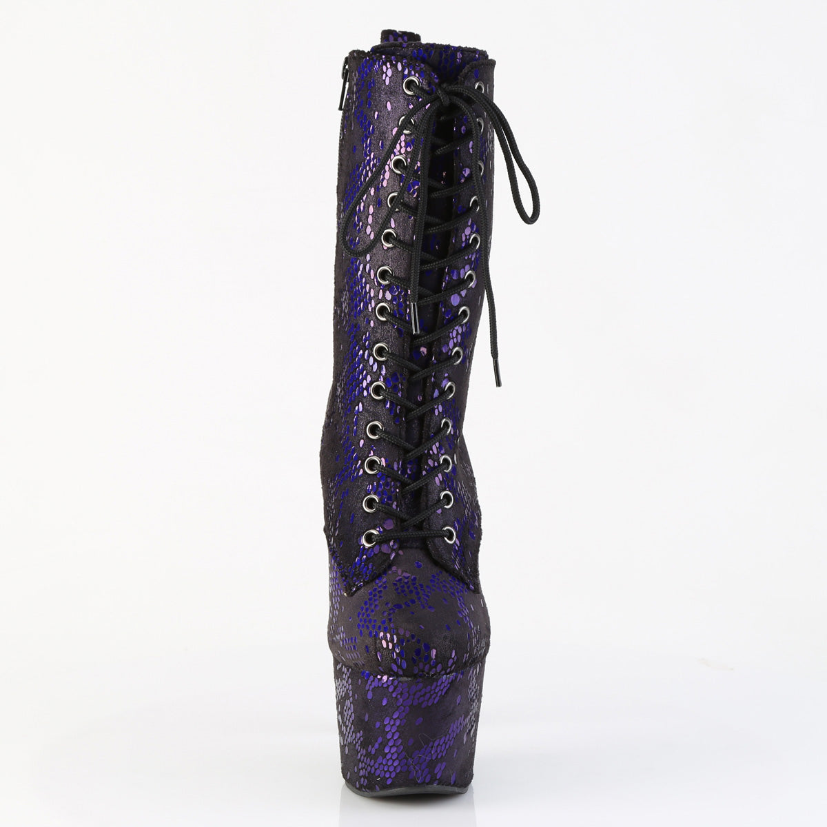 ADORE-1040SPF *7" Heel, 2 3/4" PF Lace-Up Front Ankle Boot, Side Zip