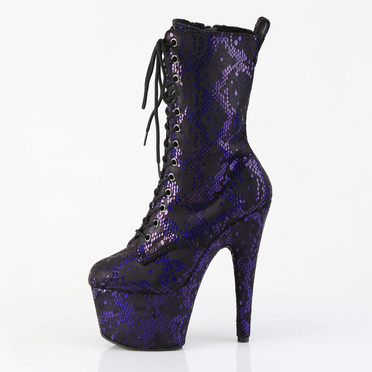 ADORE-1040SPF *7" Heel, 2 3/4" PF Lace-Up Front Ankle Boot, Side Zip