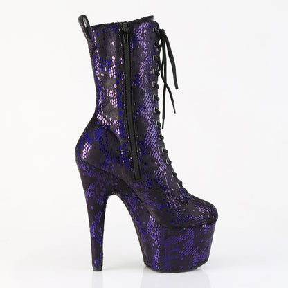 ADORE-1040SPF *7" Heel, 2 3/4" PF Lace-Up Front Ankle Boot, Side Zip