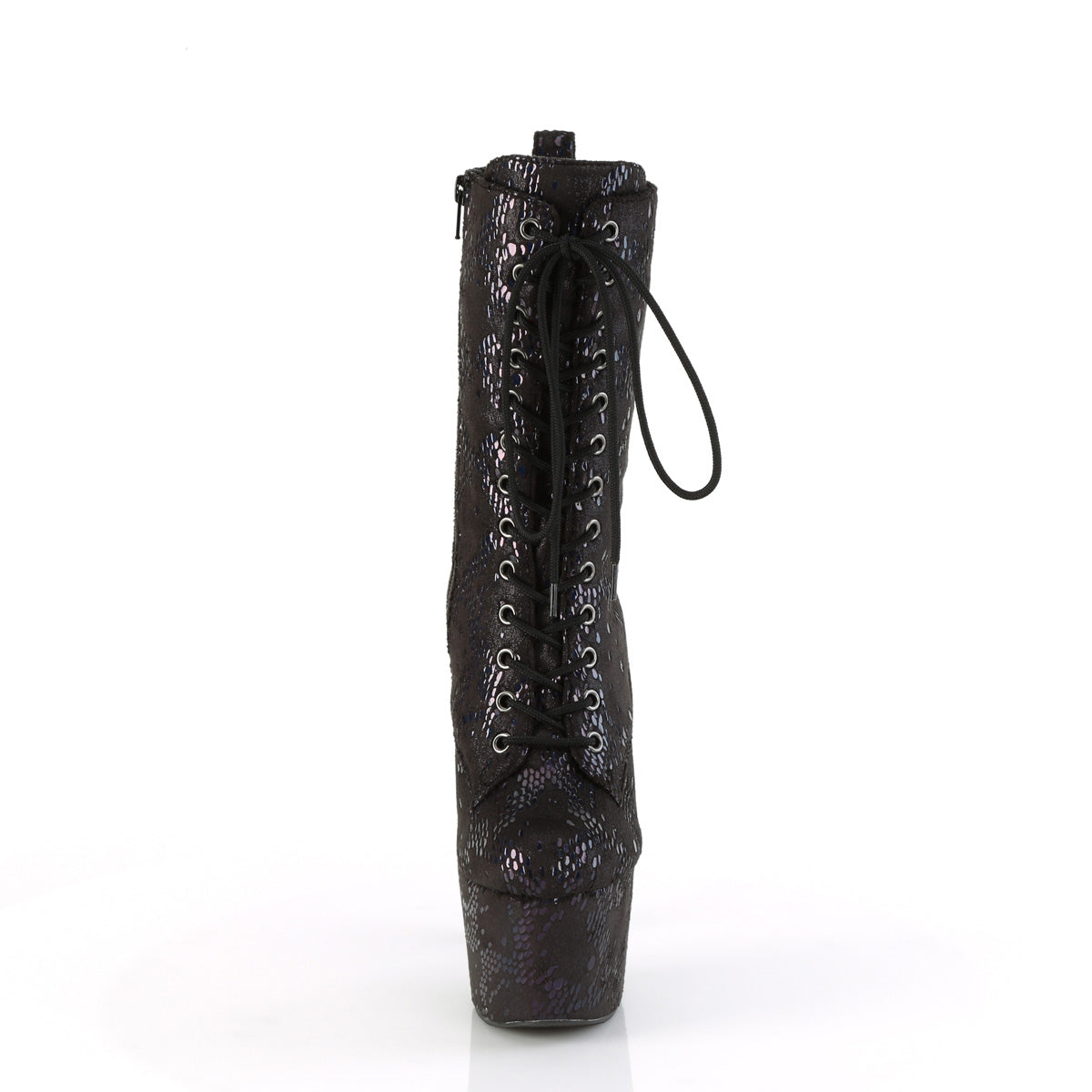 ADORE-1040SPF *7" Heel, 2 3/4" PF Lace-Up Front Ankle Boot, Side Zip