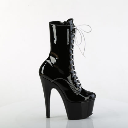 ADORE-1040TT 7" Heel, 2 3/4" PF Two Tone Lace-Up Ankle Boot, Side Zip