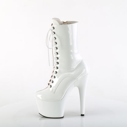 ADORE-1040TT 7" Heel, 2 3/4" PF Two Tone Lace-Up Ankle Boot, Side Zip