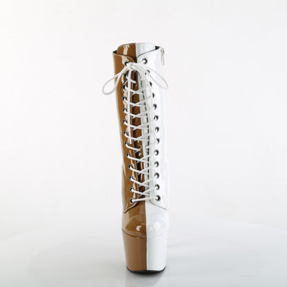 ADORE-1040TT *7" Heel, 2 3/4" PF Two Tone Lace-Up Ankle Boot, Side Zip