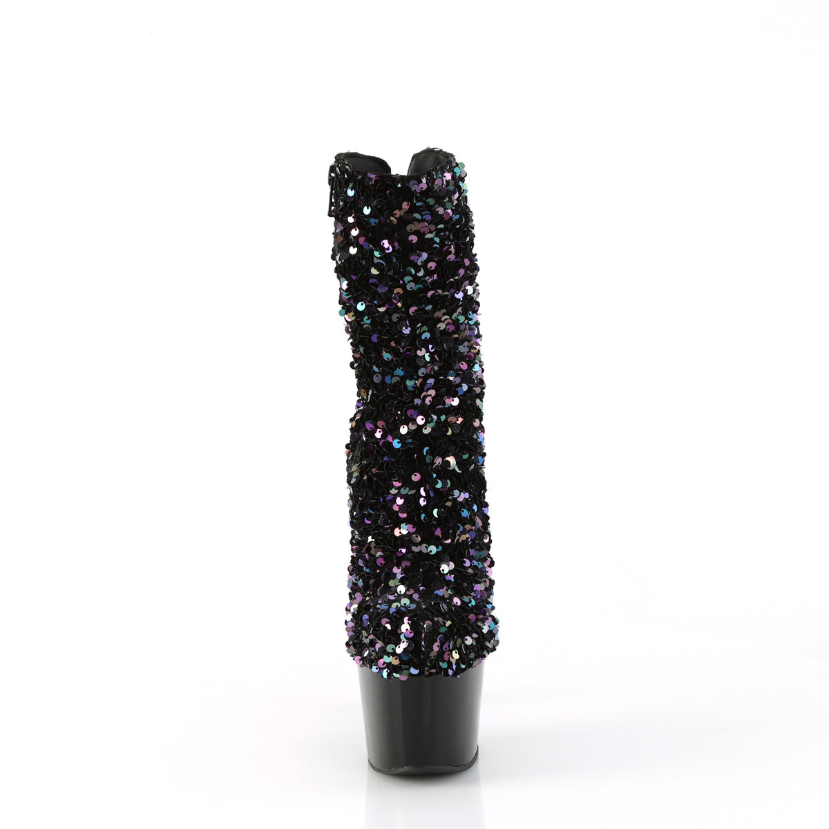 ADORE-1042SQ *7" Heel, 2 3/4" PF Sequins Ankle Boot, Inside Zip